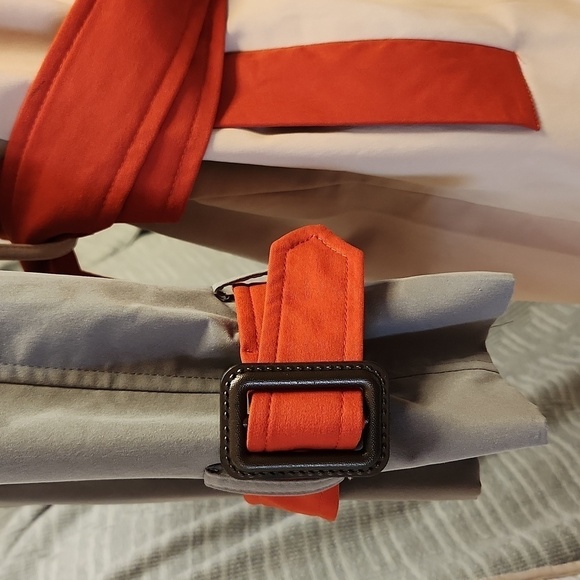 NWT Vicky and Lucas color block double-breasted trench coat sz L midi - Picture 5 of 14